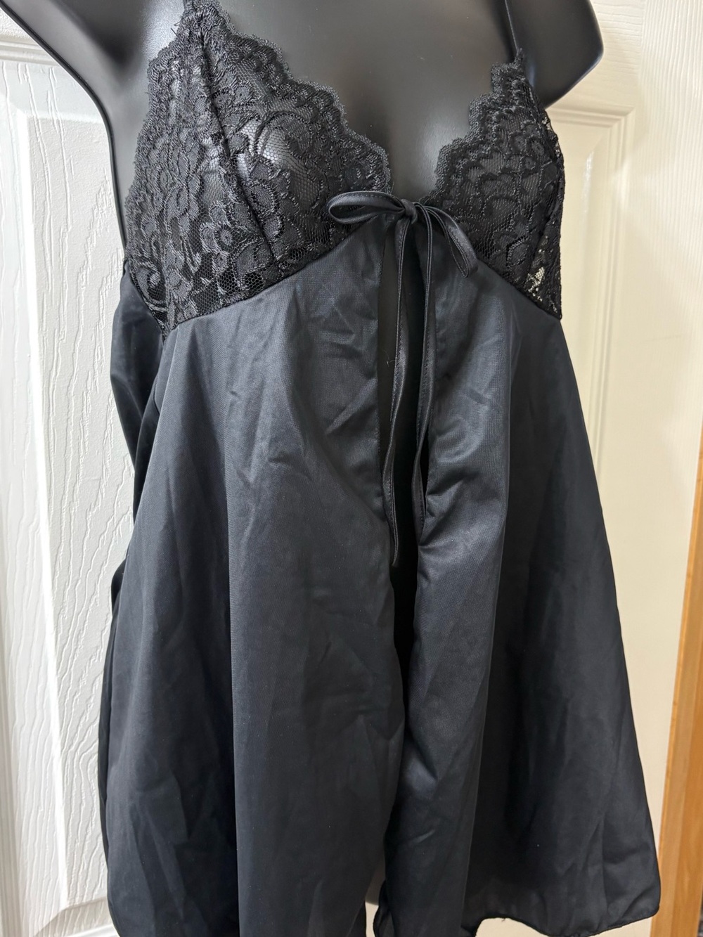 Black Lace Peekaboo Nightdress - Women's Intimates